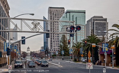 Capital Mall from the Tower Bridge  Sacramento. California USA